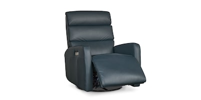 Hudson Leather Track Arm Swivel Glider Power Recliner