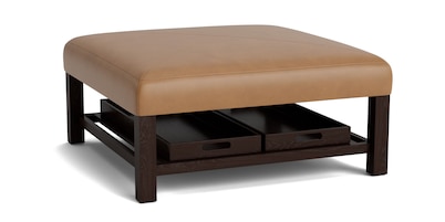 Lori Leather Ottoman with Trays