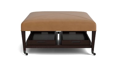 Kara Leather Ottoman with Trays