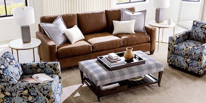 True Custom® Leather Large Track Arm Studio Sofa