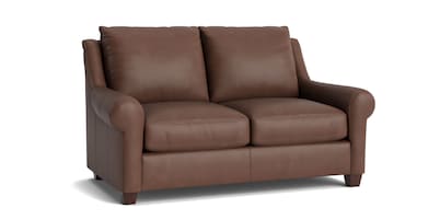 Ellery Leather Roll Arm Loveseat