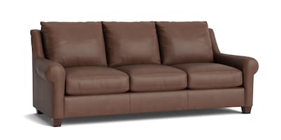 Ellery Leather Roll Arm Sofa
