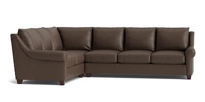 Ellery Leather Roll Arm L-Shaped Sectional