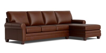 Carolina Leather Roll Arm Chaise Sectional