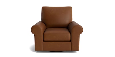 True Custom® Leather Large Roll Arm Swivel Chair