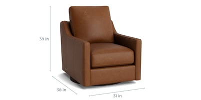 True Custom® Leather Slope Arm Swivel Chair
