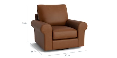 True Custom® Leather Large Roll Arm Swivel Chair