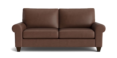 True Custom® Leather Large Roll Arm Studio Sofa