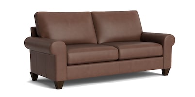 True Custom® Leather Large Roll Arm Studio Sofa