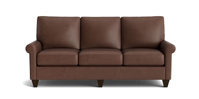 True Custom® Leather Roll Arm Sofa