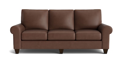 True Custom® Leather Large Roll Arm Sofa