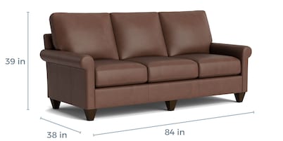 True Custom® Leather Roll Arm Sofa