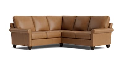 True Custom® Leather Roll Arm L-Shaped Sectional
