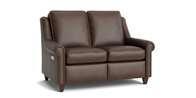 Magnificent Motion Leather Panel Arm Reclining Loveseat