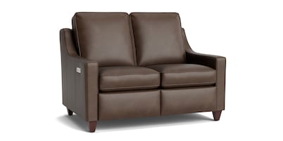 Magnificent Motion Leather Slope Arm Reclining Loveseat