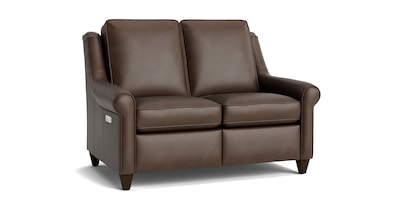 Magnificent Motion Leather Roll Arm Reclining Loveseat