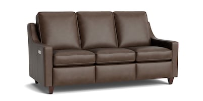Magnificent Motion Leather Slope Arm Reclining Sofa