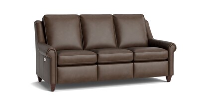 Magnificent Motion Leather Panel Arm Reclining Sofa